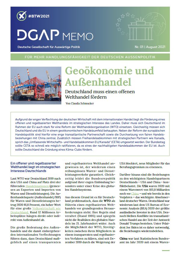 Cover der PDF-Version von DGAP Memo Nr. 1