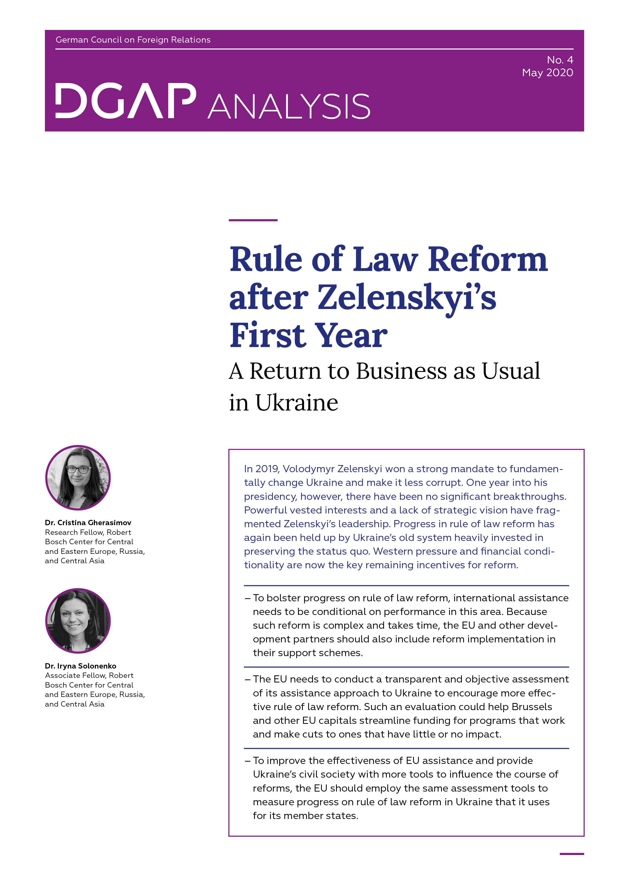 Screenshot of cover page of DGAP Analysis No. 4