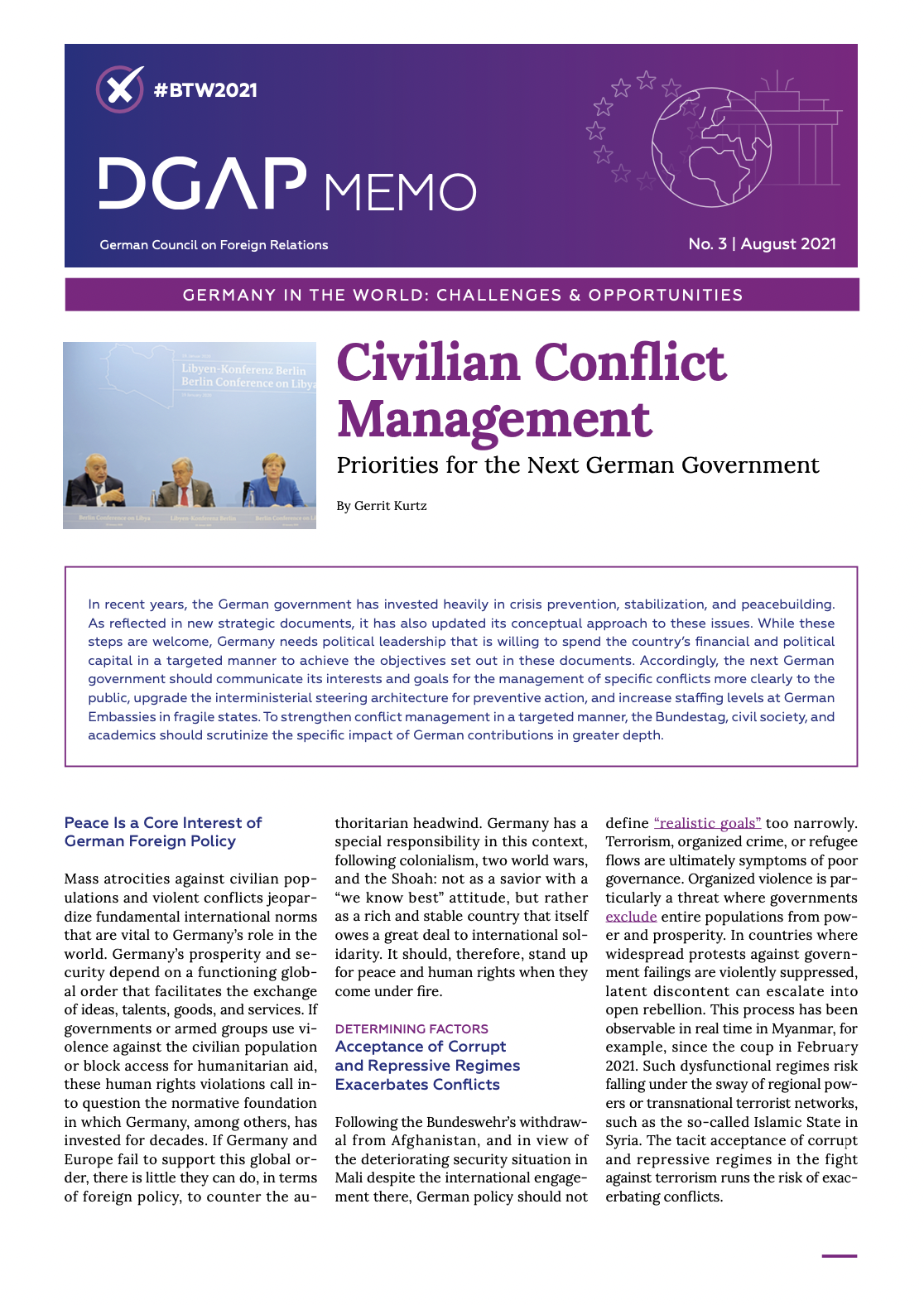 Screen shot of cover of PDF version of DGAP Memo No. 3