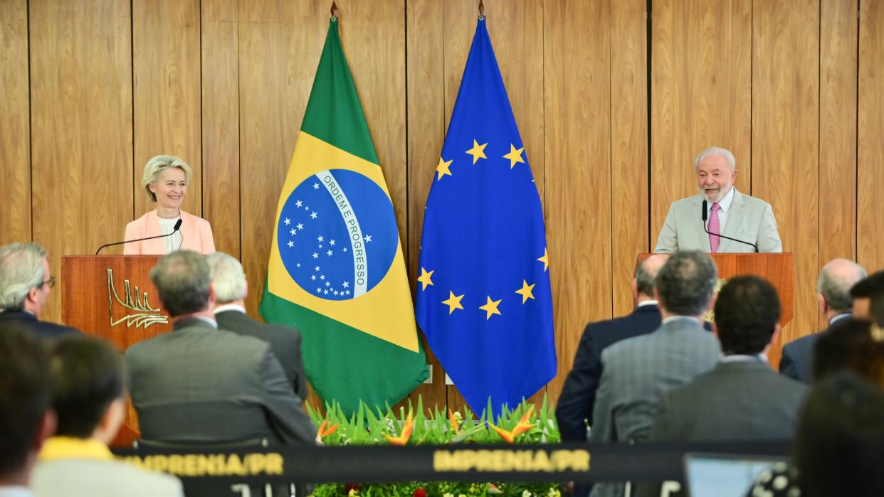 Treffen der EU-Kommissionspräsidentin Ursula von der Leyen und Brasiliens Präsident Lula da Silva