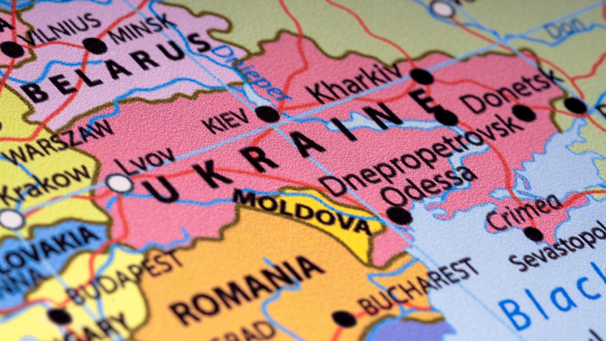 Moldau und die Ukraine auf einer Europa-Karte