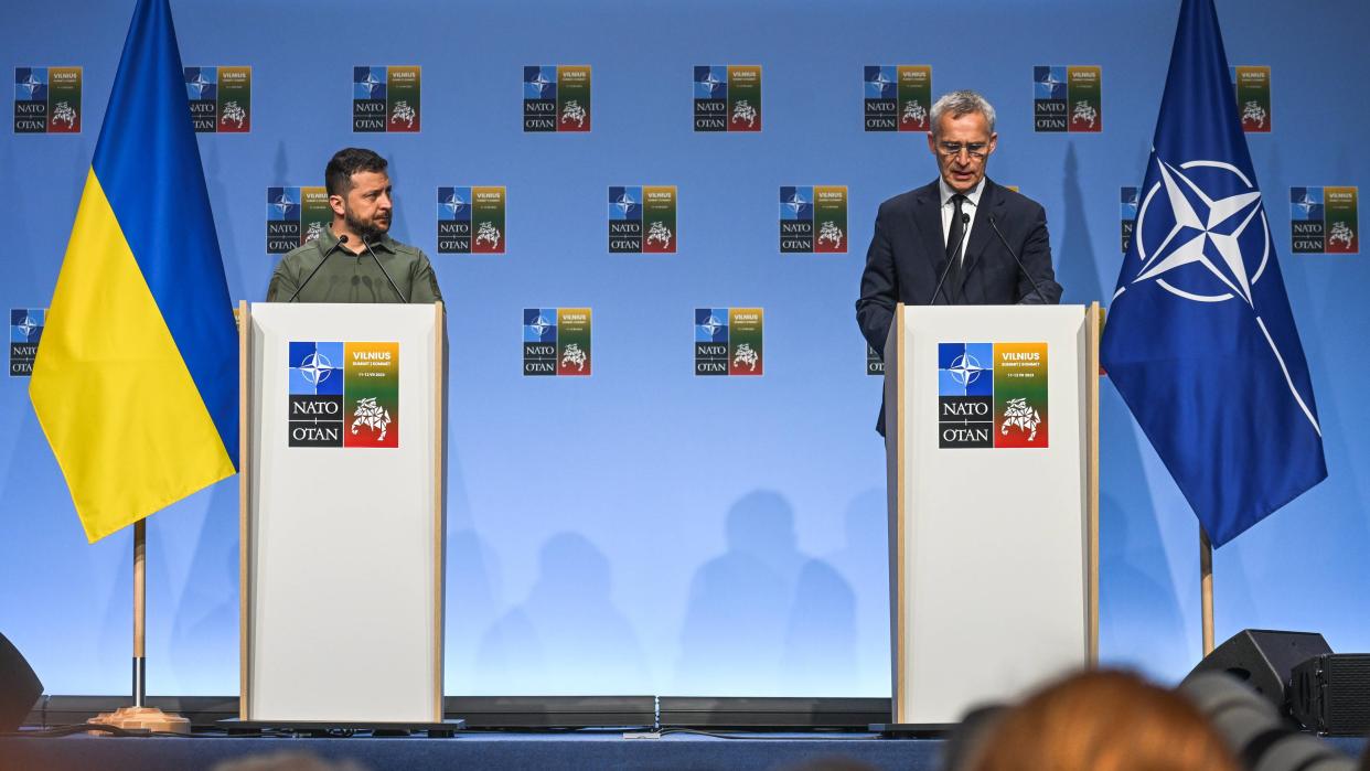 President of Ukraine Volodymyr Zelenskyy and Secretary General of NATO Jens Stoltenberg