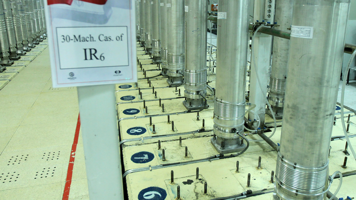 This photo released Nov. 5, 2019 by the Atomic Energy Organization of Iran shows centrifuge machines in the Natanz uranium enrichment facility in central Iran.