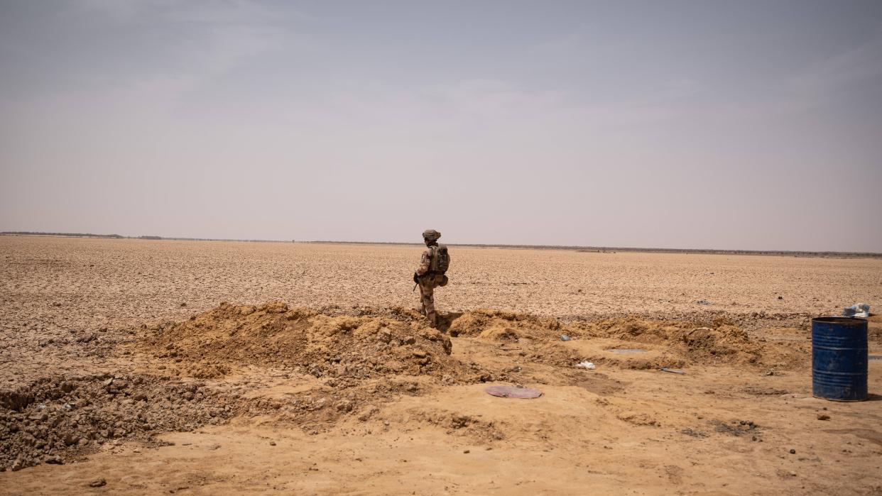 Abbildung: Soldat steht vor einer Wüste