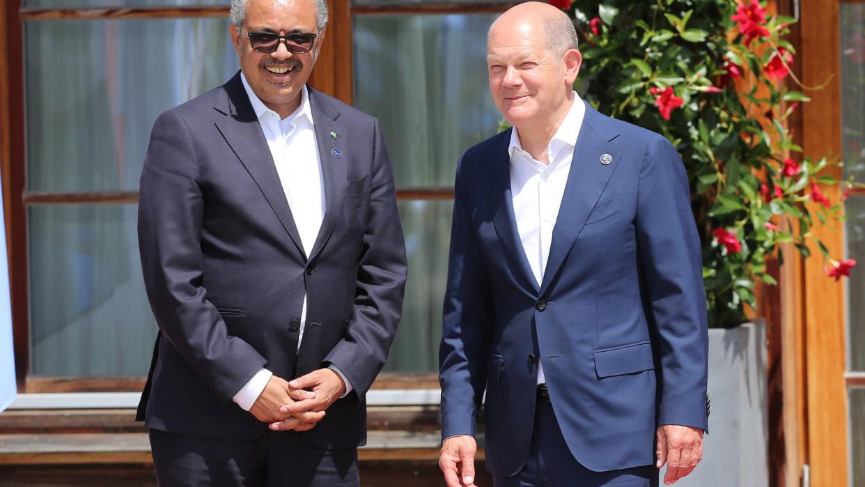 WHO Tedros Adhanom Ghebreyesus und Olaf Scholz