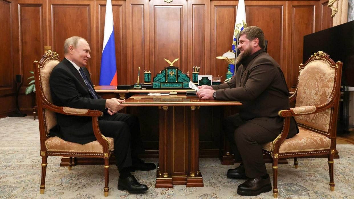 Photo of Russian President Vladimir Putin meeting with Ramzan Kadyrov, Head of the Chechen Republic, at the Kremlin
