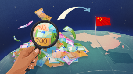 An illustration showing the screening of outbound investments to China.