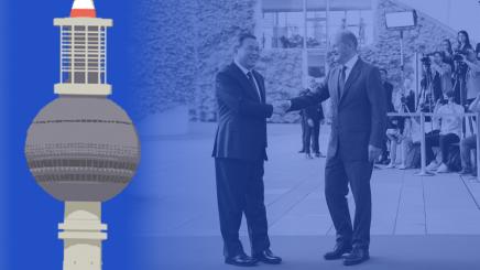 German Chancellor Olaf Scholz greets Chinese Premier Li Qiang on the day of German-Chinese government consultations in Berlin, Germany June 20, 2023.