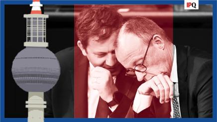 German Vice Chancellor and Finance Minister Lars Klingbeil speaks to German Chancellor Friedrich Merz during a plenum session of the lower house of parliament, the Bundestag, to debate on the Federal Government's draft legislation for the 2025 federal budget, in Berlin, Germany September 16, 2025.