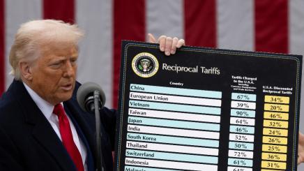 US President Donald Trump delivers remarks on tariffs in the Rose Garden at the White House in Washington, DC,  April 2, 2025.