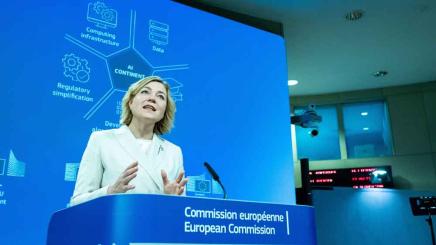 Bild: Pressekonferenz der Exekutiv-Vizepräsidentin der Europäischen Kommission für technologische Souveränität, Sicherheit und Demokratie, Henna Virkkunen