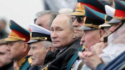 Russian President Vladimir Putin attends a military parade on Victory Day, which marks the 76th anniversary of the victory over Nazi Germany in World War Two, in Red Square in central Moscow, Russia May 9, 2021.