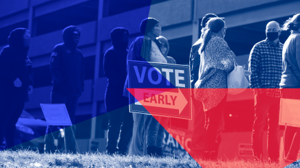 Picture: People stand in line to vote in Ohio.