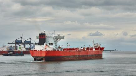 Industrial ships sailing