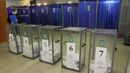 Polling station in Ukrainian local election