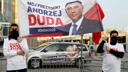 Photo of support being shown for candidates in Poland’s 2020 presidential election