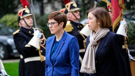 Within the framework of the signing of the contract relating to the SCAF (Air Combat System of the Future) demonstrators, French defense minister Florence Parly received the German defence minister, Annegret Kramp-Karrenbauer in Paris, France. February 20th, 2020.