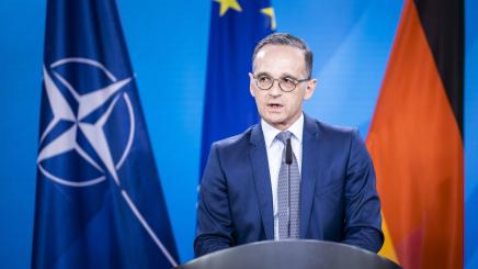 Heiko Maas at a press conference on June 1, 2021 in Berlin in the context of a meeting of foreign ministers of NATO partners.