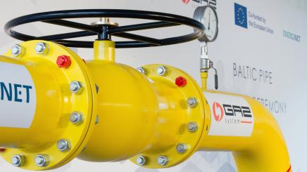 Photo at compressor station of the natural gas pipeline between the Norwegian sector of the North Sea and Poland - Baltic Pipe