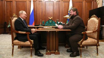 Photo of Russian President Vladimir Putin meeting with Ramzan Kadyrov, Head of the Chechen Republic, at the Kremlin