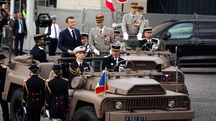 July 14, 2025, Paris,July 14, 2025, Paris, France: Emmanuel Macron and General Thierry Bukhard