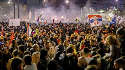 Students and citizens protest against government corruption and the regime in Belgrade in March 2025