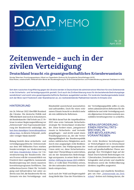 Cover_DGAP Memo Nr.28, 30. April 2025, 4 S.