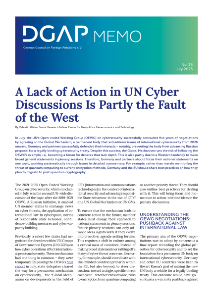 DGAP Memo No 36, July 2025, 4 pp