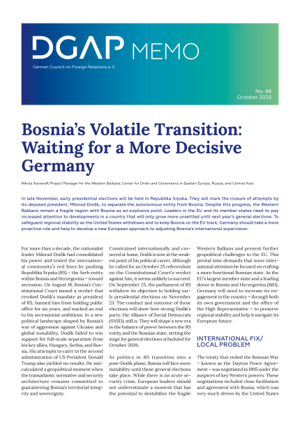 Cover of PDF version of DGAP Memo No. 48